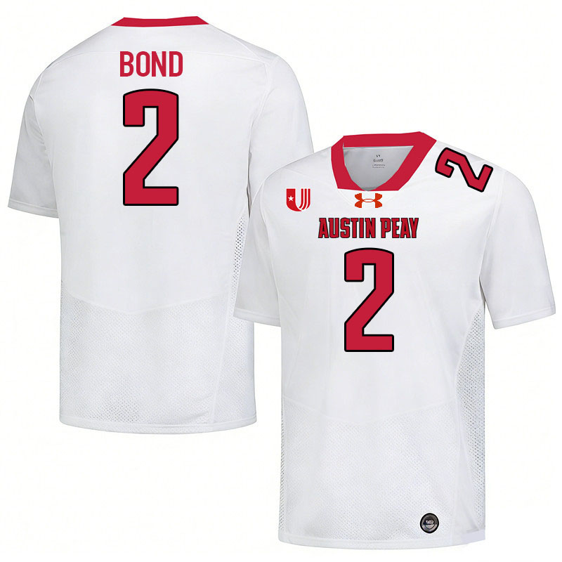 Austin Peay Governors #2 Javious Bond College Football Jerseys,Uniforms Stitched-White Austin Peay Governors #2 Javious Bond College Football Jerseys,Uniforms Stitched-White